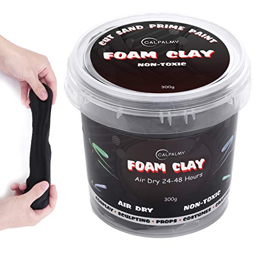 Moldable Cosplay Foam Clay (Black) – High Density and Hiqh Quality for Intricate Designs | Air Dries to Perfection for Cutting with a Knife or Rotary Tool, Sanding or Shaping - color: Black, size: 300g