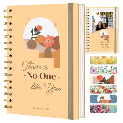 Only Zest Hardcover Blank Christian Notebook – 140 Pages, No One Like You | Lined Pages with Bible Verse Cover – Inspirational Writing Spiral Notebook for Bible Study and Prayer - color: No One-Yellow