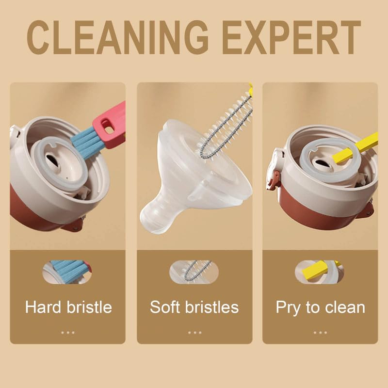 3 in 1 Multifunctional Cup Lid Cleaner with Brush(A) - New Crevice Cleaning Brush Set for Baby Bottle Gap Tight Spaces - color: A
