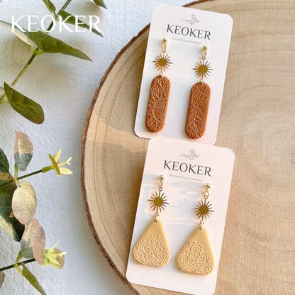 KEOKER Polymer Clay Texture Sheets Set, Clay Earring Molds for Earrings, Works with Boho Polymer Clay Cutter,The Same Effect as Polymer Clay Texture Roller, Boho Texture Sheets for Polymer Clay (1) - color: Boho1