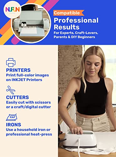 NuFun Activities Printable Iron-on Heat Transfer Paper for T Shirts, Light Fabrics, 50 Sheets 8.5 x 11 inch, Long Lasting, Durable, Professional Quality, Easy DIY, Non-Toxic, Made In the USA - size: 50 Sheets