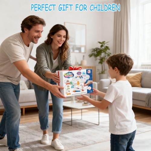 Magic Painting Brush Set for Kids - Mess Free Inkless Drawing Kit, Sensory Art Learning Activities & Toddler Travel Toys, Christmas Birthday Gifts for Boys Girls Ages 3+