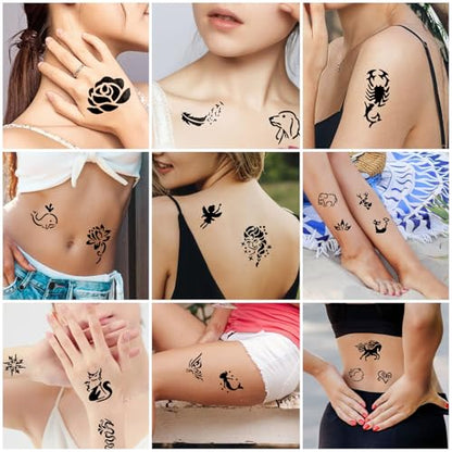 8 Temporary Tattoo Stencils, 108 PCS Henna Stencils Reusable Tattoo Stencils for Face Body Art Painting for Women Men Adults - color: 8sheets, 108pcs