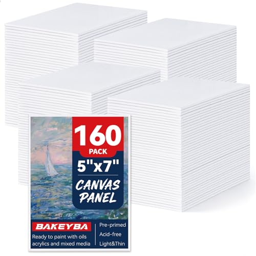 160 Pack 5x7 Inch Small Painting Canvas Boards for Kids Blank Canvas Panels White 100% Cotton for Acrylics Oil Watercolor Tempera Paints Art Class Supplies - size: 5"x7"- 160pcs