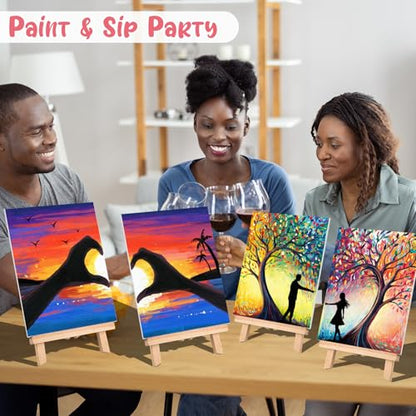 16 Pcs Pre Drawn Canvas for Painting for Adults Sip and Paint Kit Pre Printed Canvas to Paint DIY Art Party Supplies Couples Date Night (Romantic Encounter, 8x10 in) - size: 8x10 in, style: Romantic Encounter