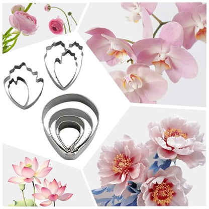 KALAIEN 6 Set Gumpaste & Fondant Flower Cookie Cutter Set - 18pcs for Wedding & Birthday Cake Decorating