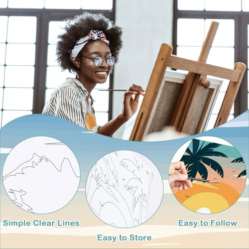 16 Pcs Pre Drawn Canvas for Painting for Adults Kids Sip and Paint Kit Pre Printed Canvas to Paint DIY Art Party Supplies Girls Night Date Night (Landscape, 8x10 in) (Pack of 2) - size: 8x10 in (Pack of 2), style: Landscape