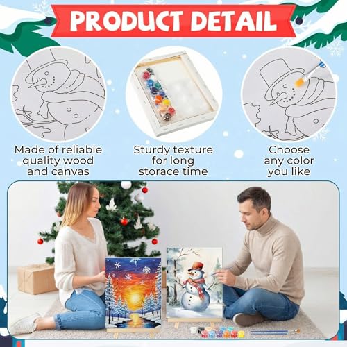 Zhanmai 72 Pcs 12 Sets Sip and Paint Kit Pre Drawn Canvas for Painting 8" x 10" Paint Party Canvas Painting Pre Printed Canvases for Party DIY Virtual Adult's Date Night(Winter Sonw) - style: Winter Sonw
