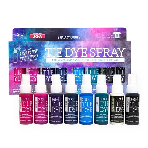 SEI 8 Pack Galaxy Tie Dye Spray Kit, Tye Dye Kits for Large Groups, Pre-Mixed Water Based Fabric Dye, Spray Bottle Included, Spray Paint for Clothes - color: Galaxy 8 Pack