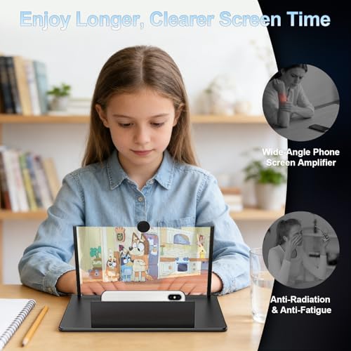 for 14" Mobile Phone Screen Magnifier 3D HD Projector Screen for Movies, Videos, Foldable Stand with Screen Amplifier, Supports All Smartphones,14 inches - size: 14 Inch