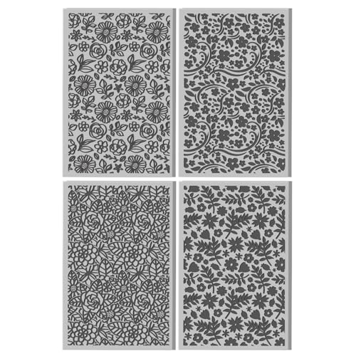 4 Sheets Flowers Pattern Polymer Clay Texture Sheet Leaves Patterns Rubber Texture Mat for Polymer Clay Making Earrings Jewelry DIY Crafts 4 × 2.5 Inch - style: Flowers Pattern