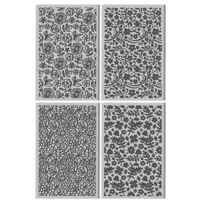 4 Sheets Flowers Pattern Polymer Clay Texture Sheet Leaves Patterns Rubber Texture Mat for Polymer Clay Making Earrings Jewelry DIY Crafts 4 × 2.5 Inch - style: Flowers Pattern