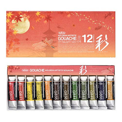 Holbein Irodori Artist Gouache - Autumn, Set of 12, 15 ml, Tubes