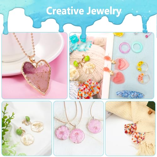 KISREL UV Resin Jewelry Making Kit, 400g Crystal Clear Resins with Light and Molds, DIY Jewelry Making Resin Kits, Resina Starter Kit for Keychain, Hair Clip and Earring - size: UV400g resin kit with light