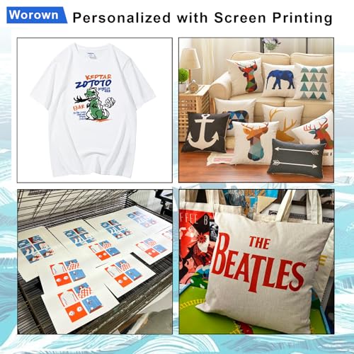 Worown 10 X 14 Inch Aluminum Silk Screen Printing Frame with 110 White Mesh, and Including 4 x 10 Inch Wooden Screen Printing Squeegee - size: 10 X 14 Inch