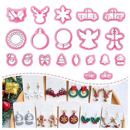 KEOKER Christmas Clay Cutters, Christmas Polymer Clay Cutters for Earrings Making, 20 Clay Cutters Shapes - color: ALL