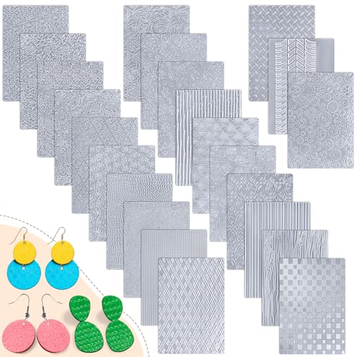 XunYee 23 Pcs Polymer Clay Texture Sheets for Earrings Jewelry Making 17 x 25 Boho Clay Fondant Texture Mats for Pottery Earrings Jewelry Making DIY Crafts