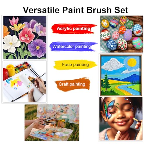Transon Artist Paint Brush Set of 12 for Acrylic Watercolor Gouache Oil Craft Painting Red - color: 12 Pcs Red