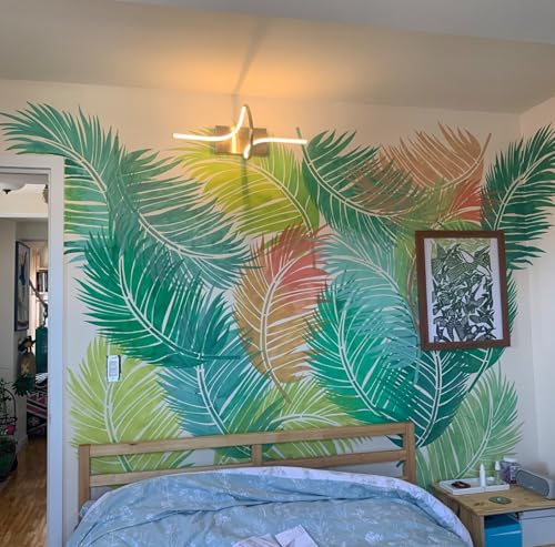 Large Leaf Stencils for Painting on Walls Fern Palm Stencil Tropical Leaves Wall Stencils for Crafts Furniture Wood Fabrics - style: Tropical Leaf