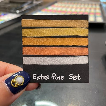 IUILE Handmade Watercolor Paints - Extra Fine Metallic Chrome Half Pan Set (5 colors) - color: Extra Fine Chrome