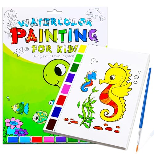 JZILU Watercolor Coloring Book for Kids, Paint with Water- Magic Paint Set Water Painting Book for Toddlers- Arts and Crafts Kit for Girls Boys Travel Activities -Stocking Stuffers for Kids - color: Sea World