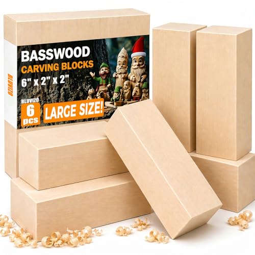 Basswood Carving Blocks for Beginners - 6Pcs 6" x 2" x 2" Large Soft Whittling Wood Blanks - Ready to Use for Crafts Kids & Adults Woodworking Projects - color: 6 PCS (6"x2"x2")