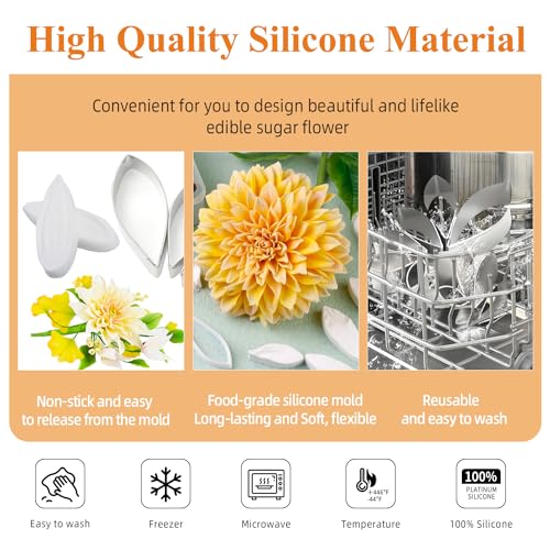 KALAIEN 6pcs/set Dahlia Sugar Flower Cutter Set Fondant Cake Sugarcraft Decorating Tools - color: Dahlia Cutter(6pcs)