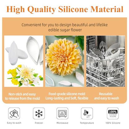 KALAIEN 6pcs/set Dahlia Sugar Flower Cutter Set Fondant Cake Sugarcraft Decorating Tools - color: Dahlia Cutter(6pcs)