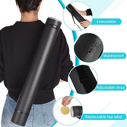 Henoyso 6 Pcs Extendable Poster Tubes Bulk with Strap Blueprint Holder & Carrying Case for Maps, Documents, Artworks, Banners (L) - size: L