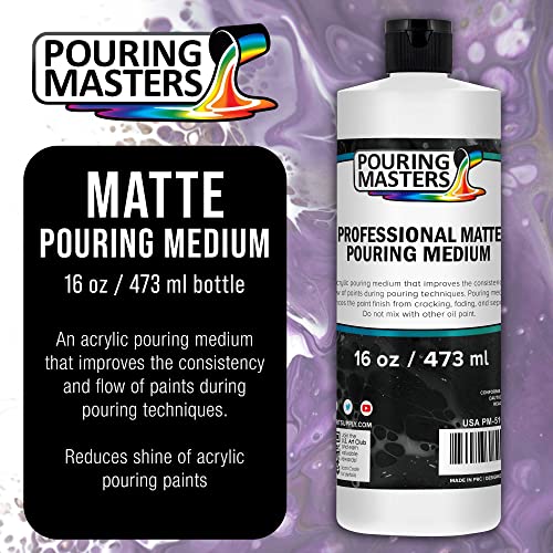 Pouring Masters 16oz (Pint) Pouring Paint Matte Medium - Professional Acrylic Medium for Improving Paint Flow & Cell Effects Creator, Viscosity Adjuster - size: 16 Fl Oz (Pack of 1)