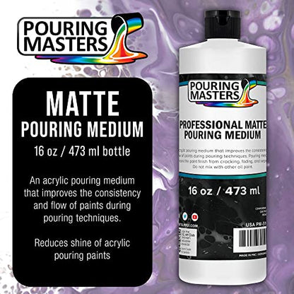 Pouring Masters 16oz (Pint) Pouring Paint Matte Medium - Professional Acrylic Medium for Improving Paint Flow & Cell Effects Creator, Viscosity Adjuster - size: 16 Fl Oz (Pack of 1)