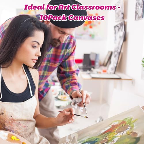 10 Pack 8x10 Canvas Panels for Acrylics & Oils, 100% Cotton, Triple Primed, Acid-Free & Non-Toxic, No Warp, Lightweight Art Boards for Home Decor, Classroom, Gifts, Ideal for Kids, Adults & Artists - size: 8x10" - 10Pack