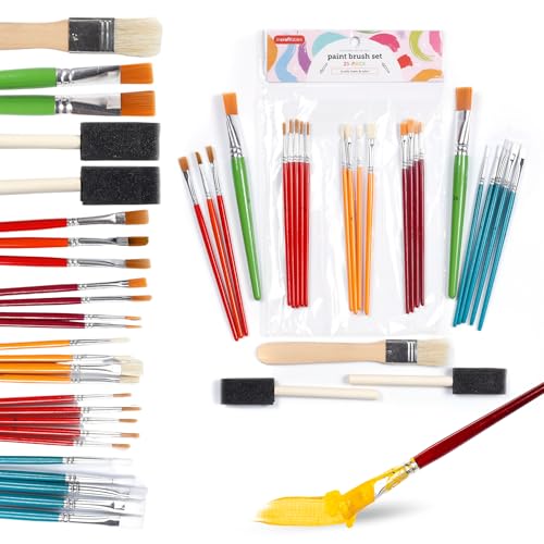 Incraftables Assorted Paint Brushes Set 25pcs. Small & Big Craft Paint Brushes for Acrylic, Oil, Watercolor, Wood, Paper & Fabric Painting. - style: Paint Brush Set