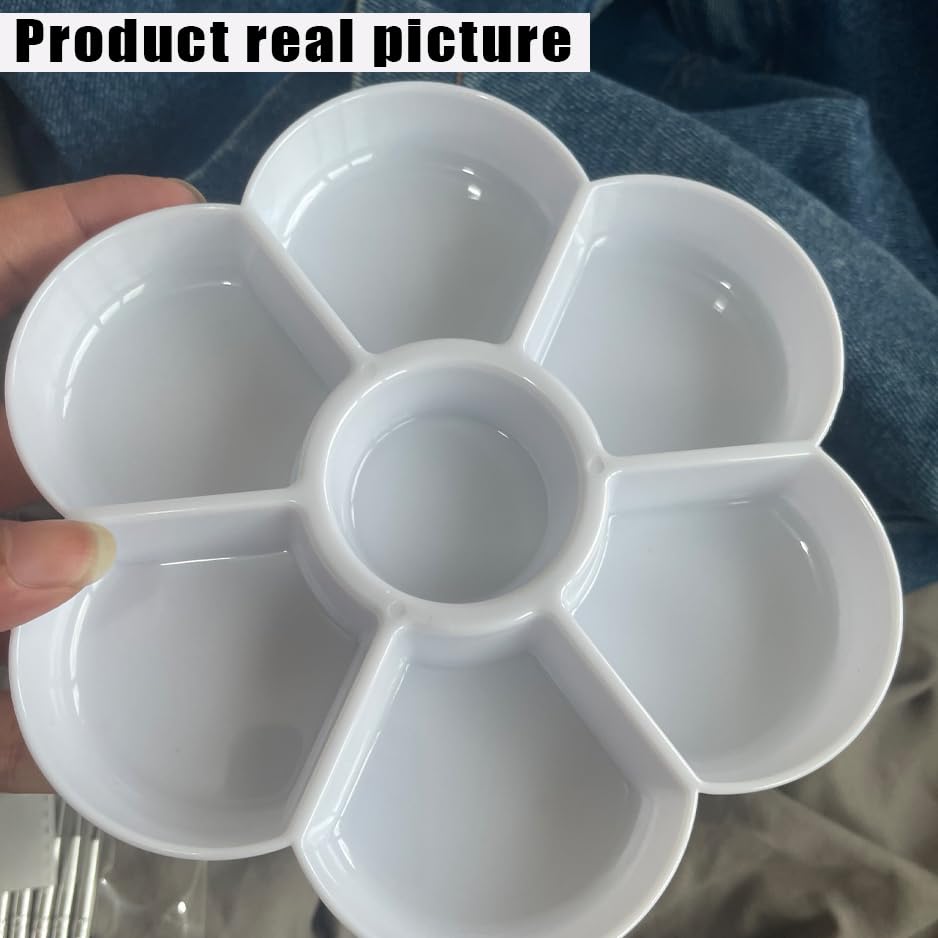 7-Well Flower Mixing White Ceramic Artist Paint Palette Tray for Watercolor Gouache Acrylic Oil Paintin (3")