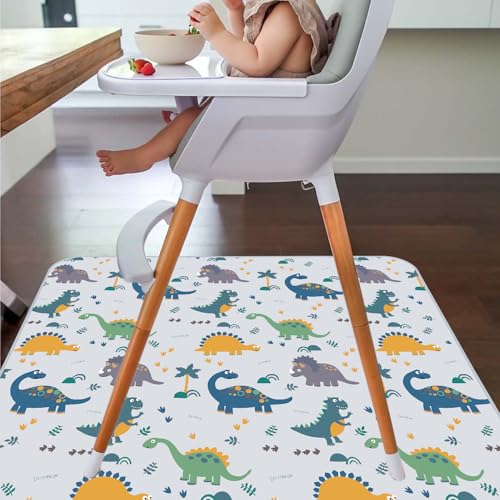 Splat Floor Mat for Under High Chair/Arts/Crafts by CLCROBD, 51" Waterproof Anti-Slip Food Splash Spill Mess Mat, Washable Portable Picnic Mat and Table Cloth - color: Dinosaur