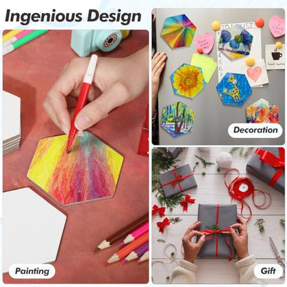 Engrowtic 50 Pcs Magnetic Painting Canvas Panel Mini Canvas Boards for Painting Mini Tile Art for Fridge Locker Art Crafts DIY(3 in,Regular Hexagon) - size: 3 in, style: Regular Hexagon
