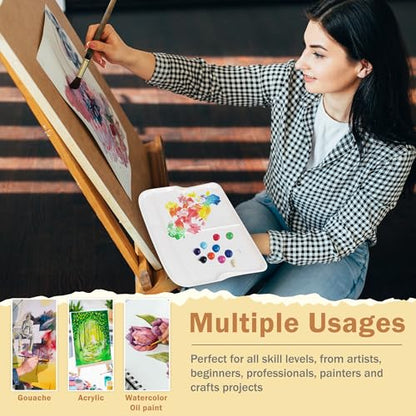 DUGATO Rectangular Plastic Paint Palette, 2-Pack Mixing Tray, 13.8 x 9 in | 3 Large Mixing Wells, Lightweight Plastic Tray, Easy to Clean, Works with Acrylic, Oil, Watercolor & Gouache - color: Rectangular - 3 Large Wells