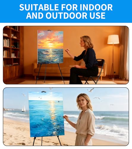 Display Easel Stand for Sign, Adjustable Portable 63'' Tripod with Carry Bag, Artist Easels Canvas Stand for Table-Top Displaying/Painting/Wedding Signs