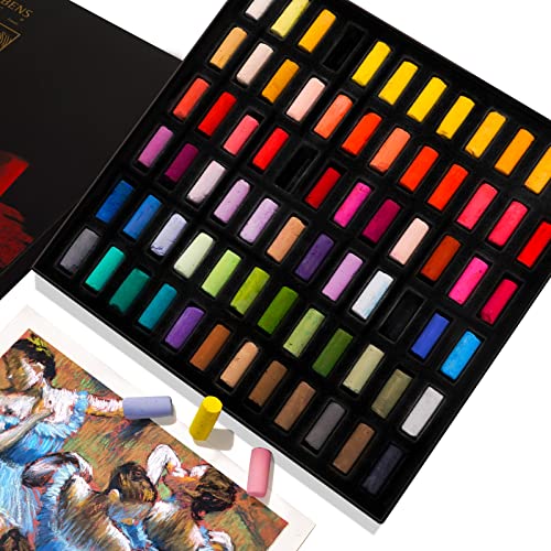 Paul Rubens Professional Soft Pastels, Handmade 72 Vibrant Colors Chalk Pastels Smooth and High Adhesion for Painting, Drawing, Blending, Crafting, Ideal Art Supplies for Artists, Beginners - color: 72 Colors