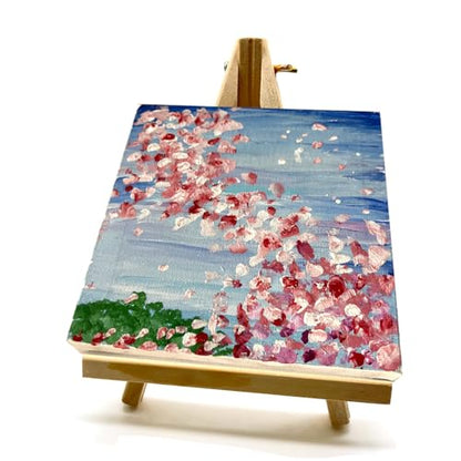 9.5 Inch Adjustable Mini Wood Tripod Easel Stand Small Tabletop Wooden Easel Painting Easel Stand Triangle Tabletop Canvas Holde Painting Canvas Painting Holder for Cards Phone Artist Photo Artworks