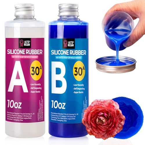 LET'S RESIN Silicone Molds Making Kit 30A, Blue Silicon for Making 2 Part Molds, Liquid Silicone Rubber Mixing Ratio 1:1 - Ideal for Resin Molds, 3D Molds DIY Making (20.8oz) - size: Small