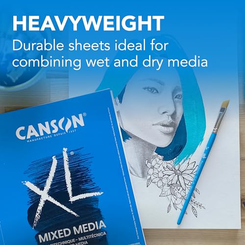Canson XL Series Mixed Media and Watercolor Paper Pads, 9x12 in 60 Sheets and 7x10 in 30 Sheets - size: 9x12, style: Mixed Media + Watercolor Paper, 30 Sheets