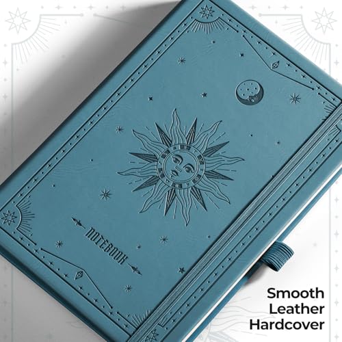 EMSHOI Dotted Journal Notebook, 320 Pages, A5 Small 5.75"x8.38", PU Leather Hardcover, 100 GSM Thick Paper, 5mm Dot Grid Notebook for Journaling, Planning, Drawing, Writing, Light Blue - color: LightBlue, size: A5 Dotted