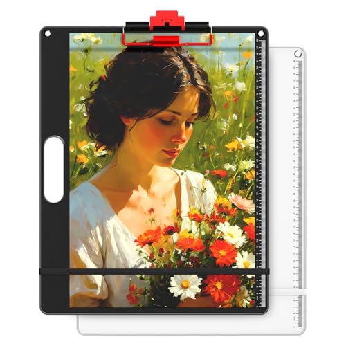 13x17 Inch Drawing Board with Handle – Aluminum Portable Sketch Board, 2-in-1 Clip, Elastic Band, Non-Slip Matte Surface, Lanyard Hole – Art Supplies for Adults & Students(Black&White-2 Pack) - color: BLACK&WHITE-2 Pack