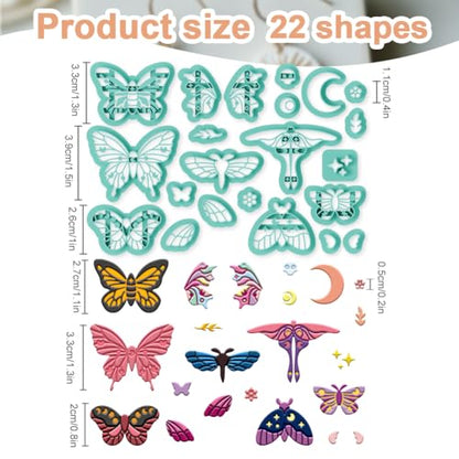 beinkmake 22Pcs Magic Moth Butterfly Polymer Clay Cutters Boho Clay Earrings Cutters Polymer Jewelry Cutter for Earrings Making Birthday Party DIY Supplies - style: Butterfly