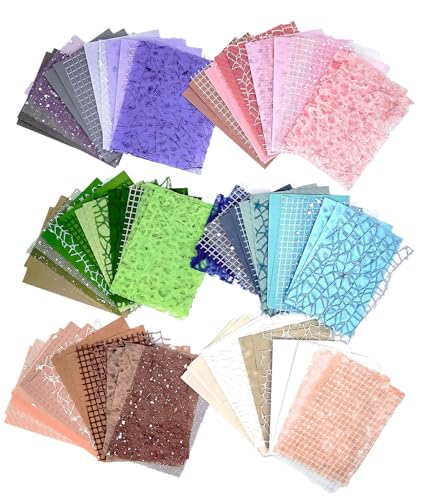 96 Sheets Textured Scrapbook Paper and Mesh Fabric Assorted Set,6 Pack Mixed Special Material Colored Paper for Junk Journal,Collage,Scrapbook,Art Diary,Mixed Media,Card Making,DIY Craft