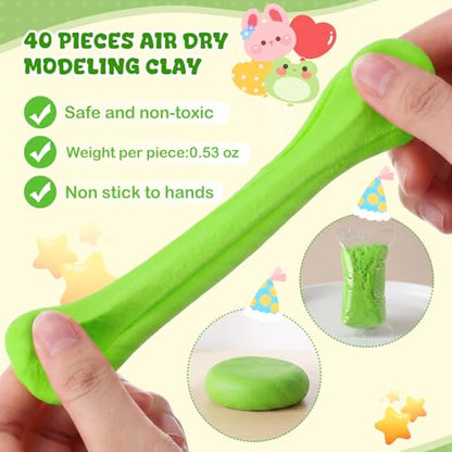 VioraWhite 40 Pcs 21oz Air Dry Clay Bulk Modeling Ultra Lightweight Foam Modeling Clay for Kids Adults DIY Crafts Party Arts and School Project Gifts Supplies(Green) - color: Green