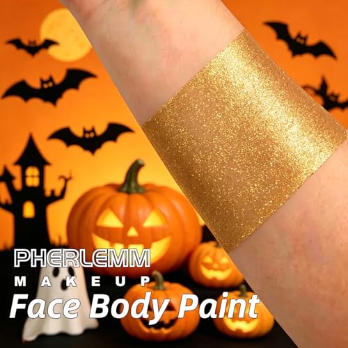 Gold Face Paint Stick Waterproof Eye Black Smooth SmudgeProof Body Paint High Pigment for Sports Events Halloween SFX Makeup Goddess Royal Figure Mythical Beast and Shiny Character Looks - color: Gold
