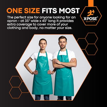 Xpose Safety Heavy Duty Vinyl Waterproof Aprons, White - For Home, Industrial and Commercial Use - Chemical Resistant - color: Green, style: 1 Pack