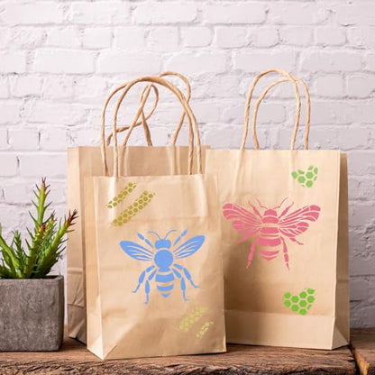 JarThenaAMCS 16Pcs Bee Stencils Assorted Bee Honeycomb Templates Stencils Reusable Summer Plastic Drawing Painting Template for DIY Art Craft Painting on Wood - style: Bee
